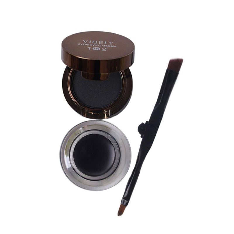 VIBELY Dual-Color Eyeliner Gel & Eyebrow Gel in One: Waterproof, Sweatproof, Smudge-proof, and Smooth-Gel with Brush.